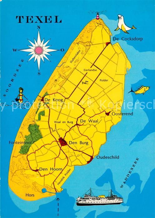 Texel Landkarte Nordseeinsel Kompass