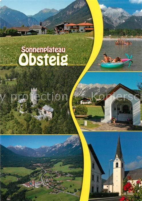 Obsteig Tirol Panorama Alpen Badesee Burg Kapelle Kir