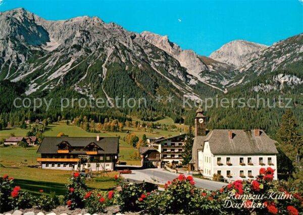 Kulm Ramsau Ortsansicht mit Kirche mit Blick zum Sc