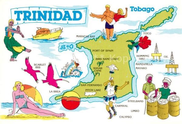 Trinidad and Tobago Landkarte Insel Karikaturen Künstlerkar