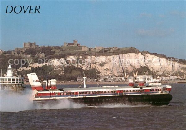 Dover Kent UK Hovercraft passing Dover Castle