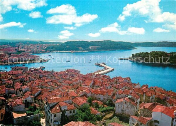 Rovinj Rovigno Istrien Panorama Hafen Bucht Fliegeraufnahme