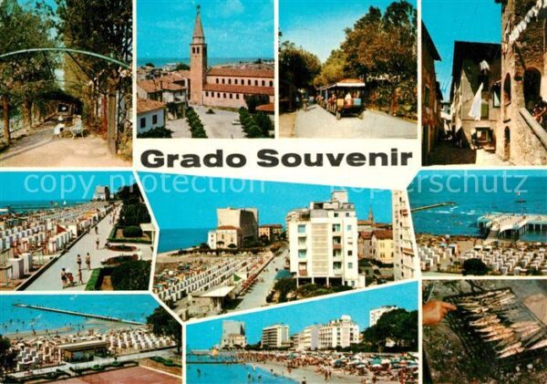 Grado Gorizia Teilansichten Strand Promenade Kirche R