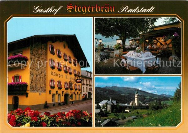 Radstadt Gasthof Stegerbräu Ortsmotiv mit Kirche
