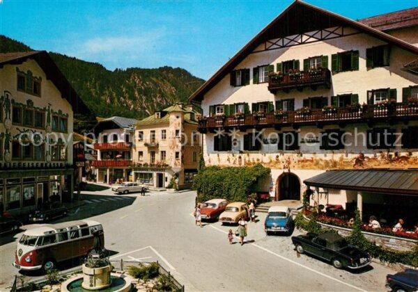 St Gilgen Wolfgangsee Ortsmotiv Mozartbrunnen Gasthof zur Pos
