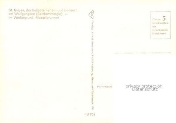 St Gilgen Wolfgangsee Ortsmotiv Mozartbrunnen Gasthof zur Pos – Bild 2