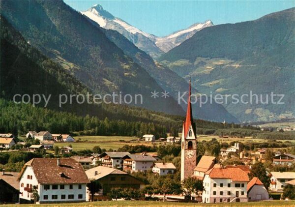 Gais Taufers Ortsansicht mit Kirche Tauferer Tal Alp