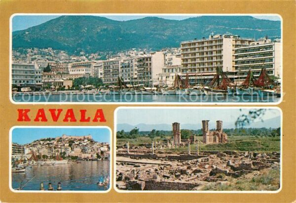 Kavala Cavala Hafen Fischkutter Antike Stätte Ruinen