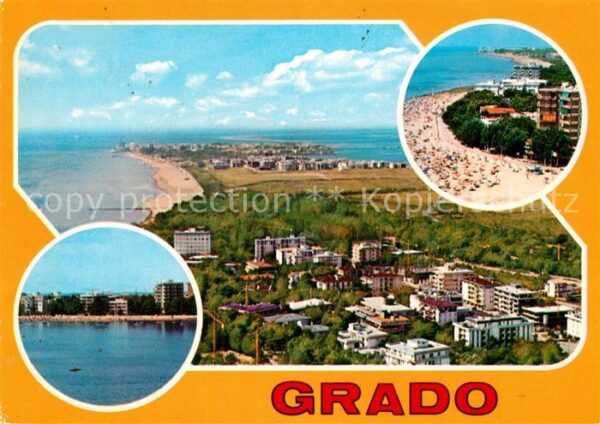 Grado Gorizia Panorama aereo Spiaggia e veduta dal ma