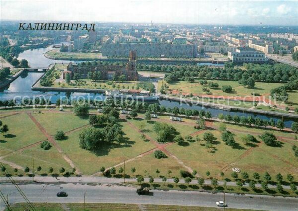 Kaliningrad View of the city Pregolya River Cathedr