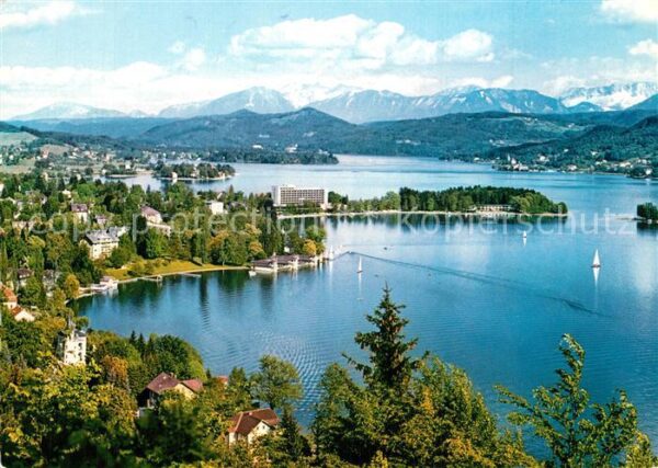 Poertschach Woerthersee Panorama Blick zu den Karawanken