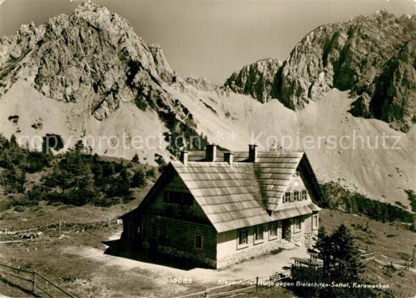 Klagenfurter Huette Berghütte gegen Bleischitza Sattel Kara