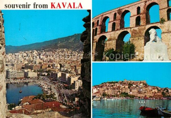 Kavala Cavala Hafen Stadtpanorama Viadukt