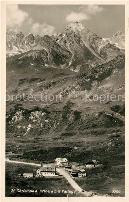 St Christoph Arlberg mit Valluga Fliegeraufnahme