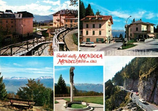 Mendelpass Brücke Albergo Dolomiti Passhöhe Panora