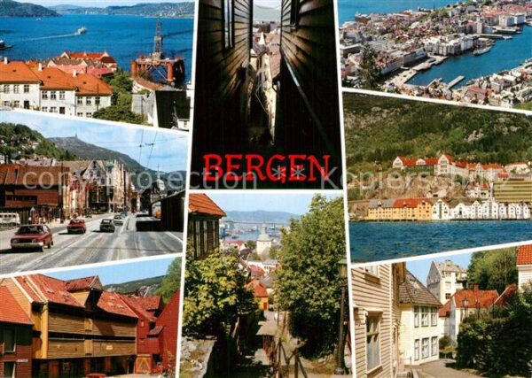 Bergen Norwegen Ortsmotive Fliegeraufnahme
