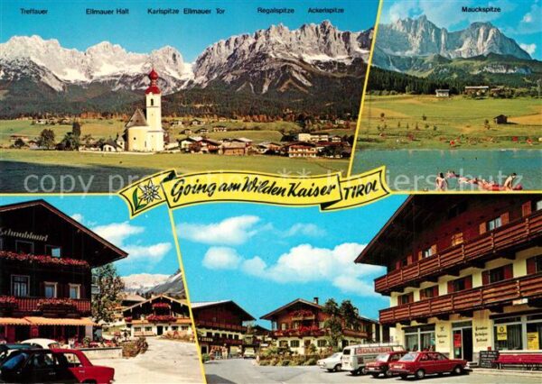 Going Wilden Kaiser Tirol Panorama Kirche Mauckspitze Strand Dorf