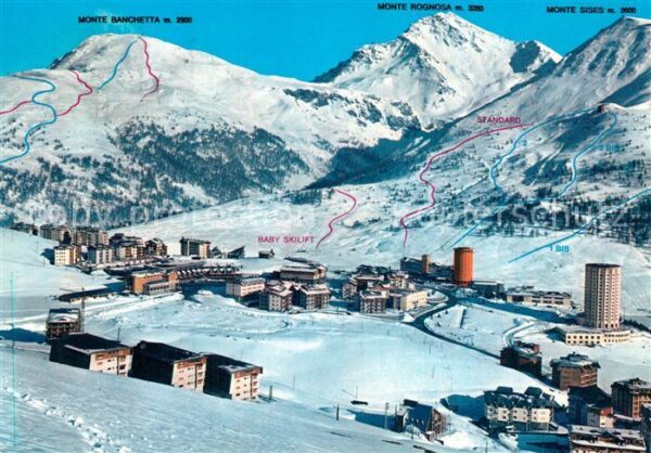Sestriere Winterpanorama Skigebiet