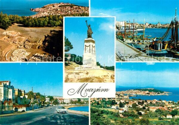 Mytilene Greece Fliegeraufnahmen Fischerboote Denkmal