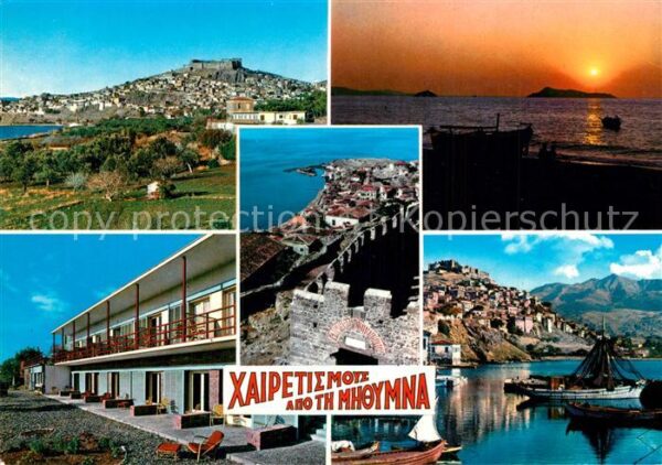 Mithymna Lesbos Strand Fischerboote Fliegeraufnahme