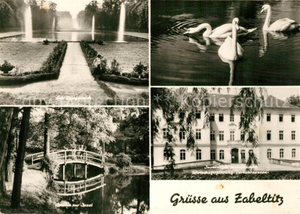 Zabeltitz Barockpark Spiegelteich Brücke zur Inse