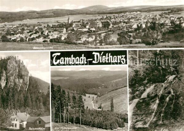 Tambach-Dietharz Gesamtansicht Falkenstein Felsen Landsc