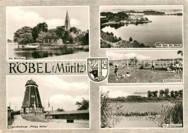 Roebel Mueritz Partie am Müritzsee Kirche Seebadeansta
