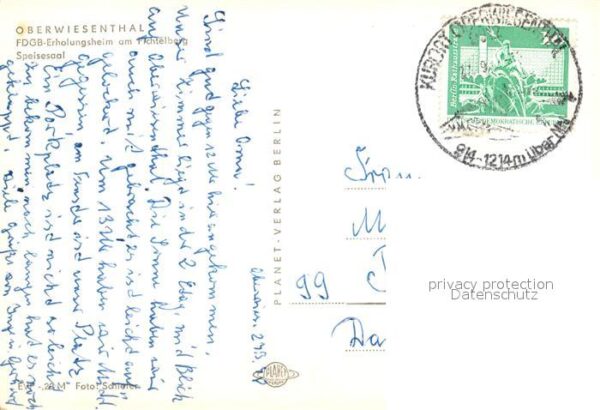 Oberwiesenthal Erzgebirge FDGB Erholungsheim am Fichtelberg Speis – Bild 2