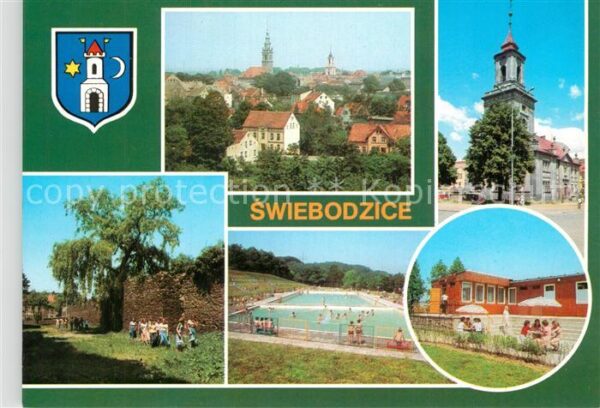 Swiebodzice Panorama Stadtmauer Kirche Schwimmbad