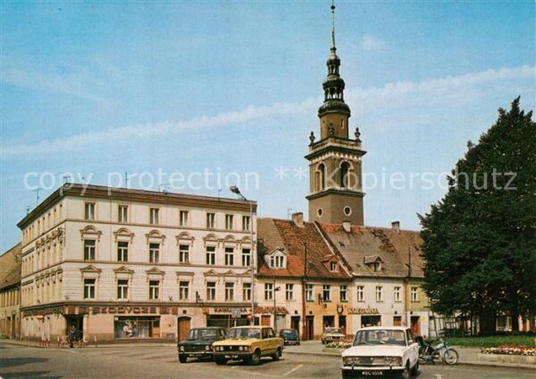Swiebodzice Rynek w glebi wieza kosciola Sw Piotra