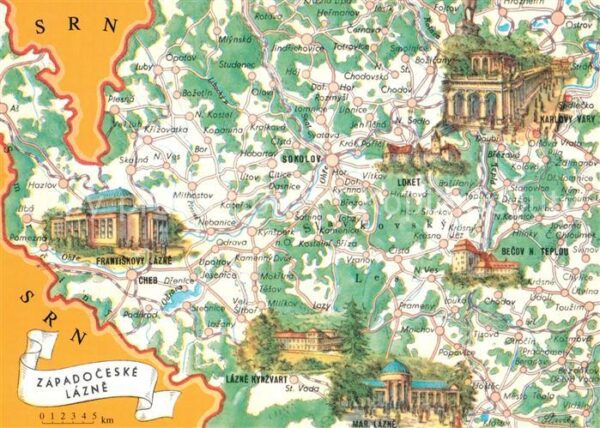 Sokolov Gebietskarte von Westböhmischen Kurorte