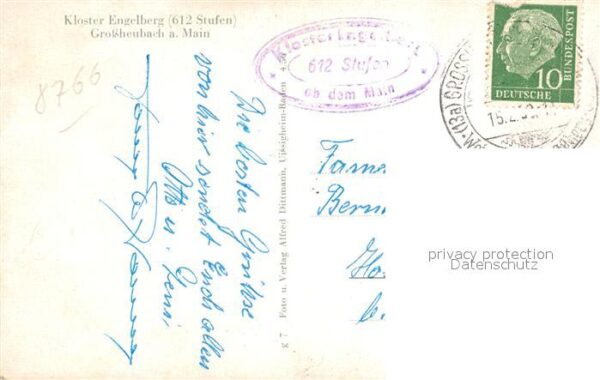 Grossheubach Kloster Engelberg Schwalbe mit Gedicht – Bild 2
