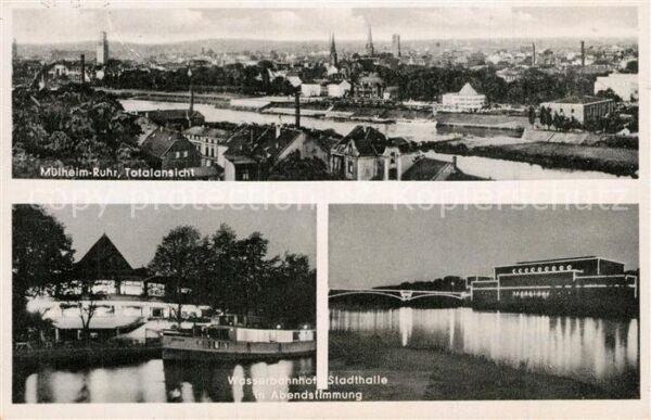 Muelheim Ruhr Wasserbahnhof Stadthalle Abendstimmung