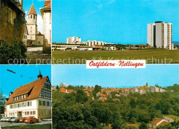 Nellingen Fildern Panorama Kirche Rathaus