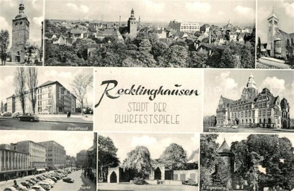 Recklinghausen Westfalen Stadtpanorama Kirchen Stadthaus Rathaus