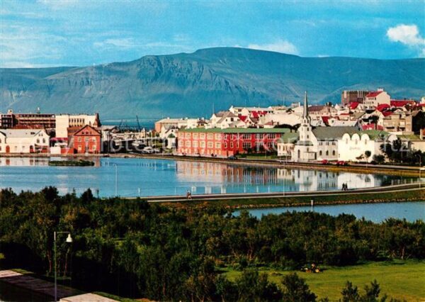 Reykjavík View of the lake and Mount Esja