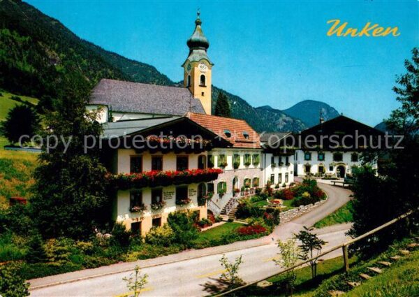 Unken Ortsmotiv mit Kirche Sommerfrische Saal
