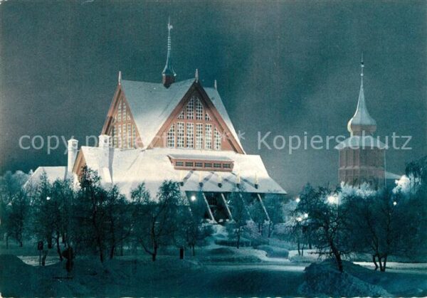 Kiruna Kyrkan Kirche Nachtaufnahme im Winter