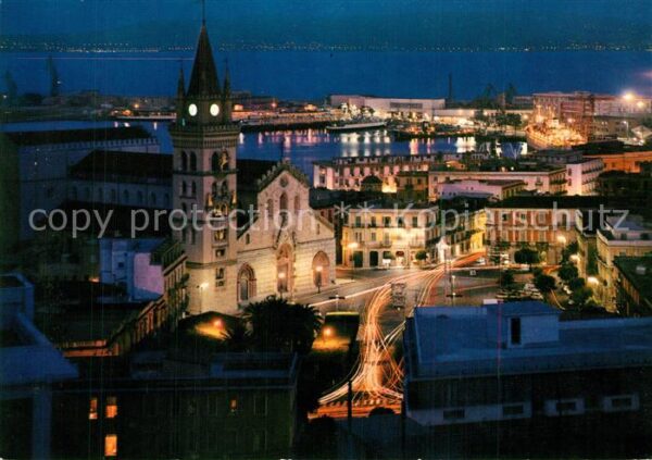 Messina Notturno del porto e della cattedrale