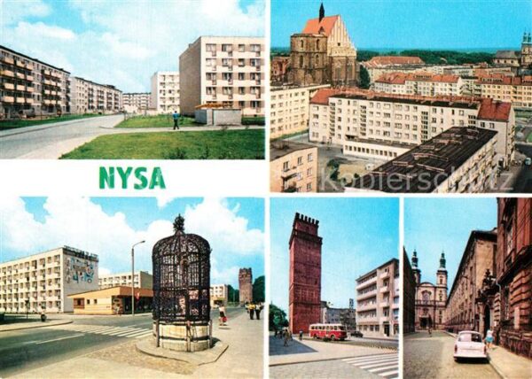 Nysa Wohnsiedlung Hochhäuser Stadtpanorama K