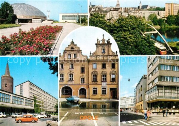 Opole Oppeln Oberschlesien Sporthalle Stadtbild mit Kanal Innensta