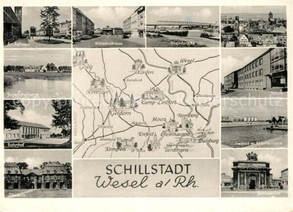 Wesel Rhein und Umgebung Landkarte Strassenpartien