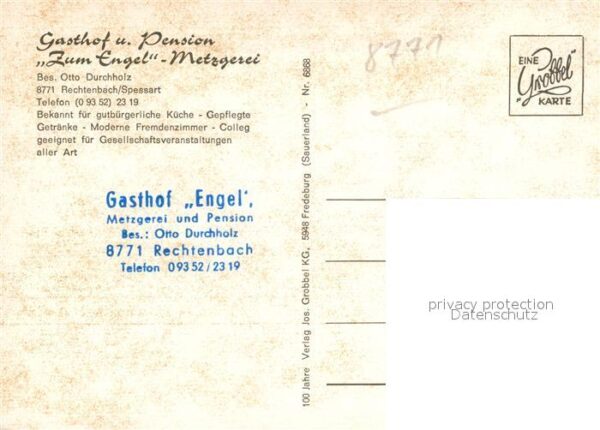 Rechtenbach Spessart Gasthof Pension Zum Engel Metzgerei – Bild 2