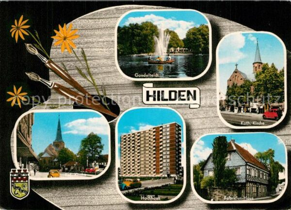 Hilden Mettmann Gondelteich Kirche Hochhaus Fabricius H