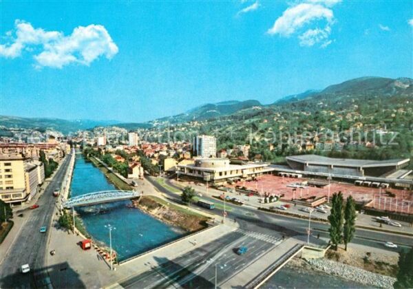 Sarajevo Fliegeraufnahme Br?ckenpartie