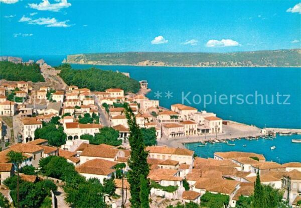 Pylos Pilos Greece Fliegeraufnahme mit Hafen