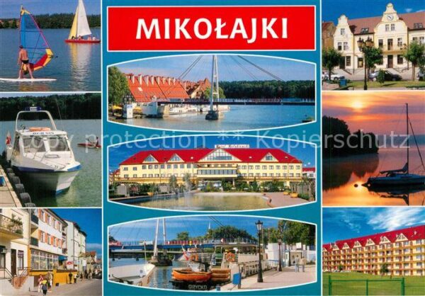 Mikolajki Ostpreussen Teilansichten Hotel Wasserspiele Hafen