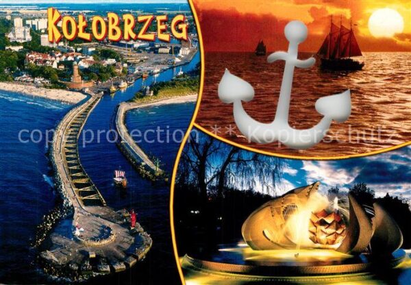 Kolobrzeg Polen Fliegeraufnahme Sonnenuntergang Anker S
