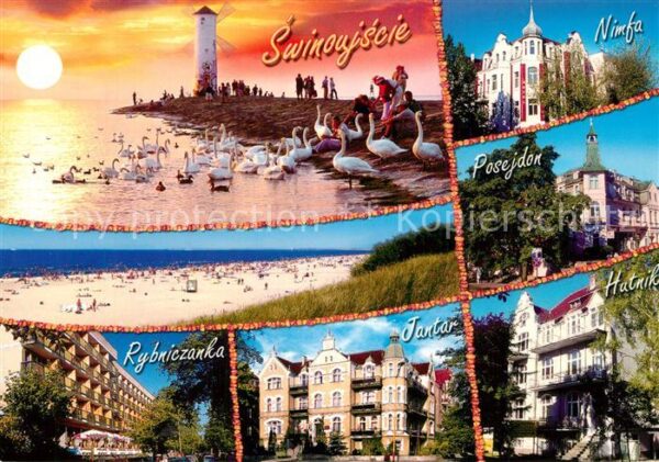 Swinoujscie Swinemuende Strand Windmühle Sonnenuntergang Hotels