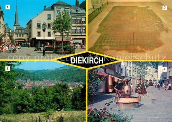 Diekirch Zone piétonne Mosaique avec tête de méd